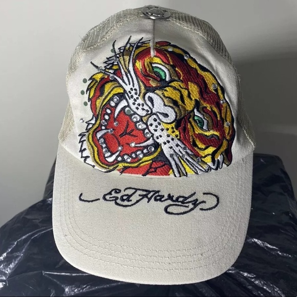 33 Ed Hardy Hat Rhinestone Tiger 